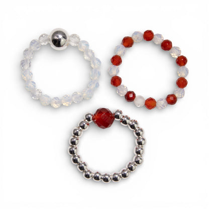 Nymph Spirit Gemstone Ring Set - Blood Moon