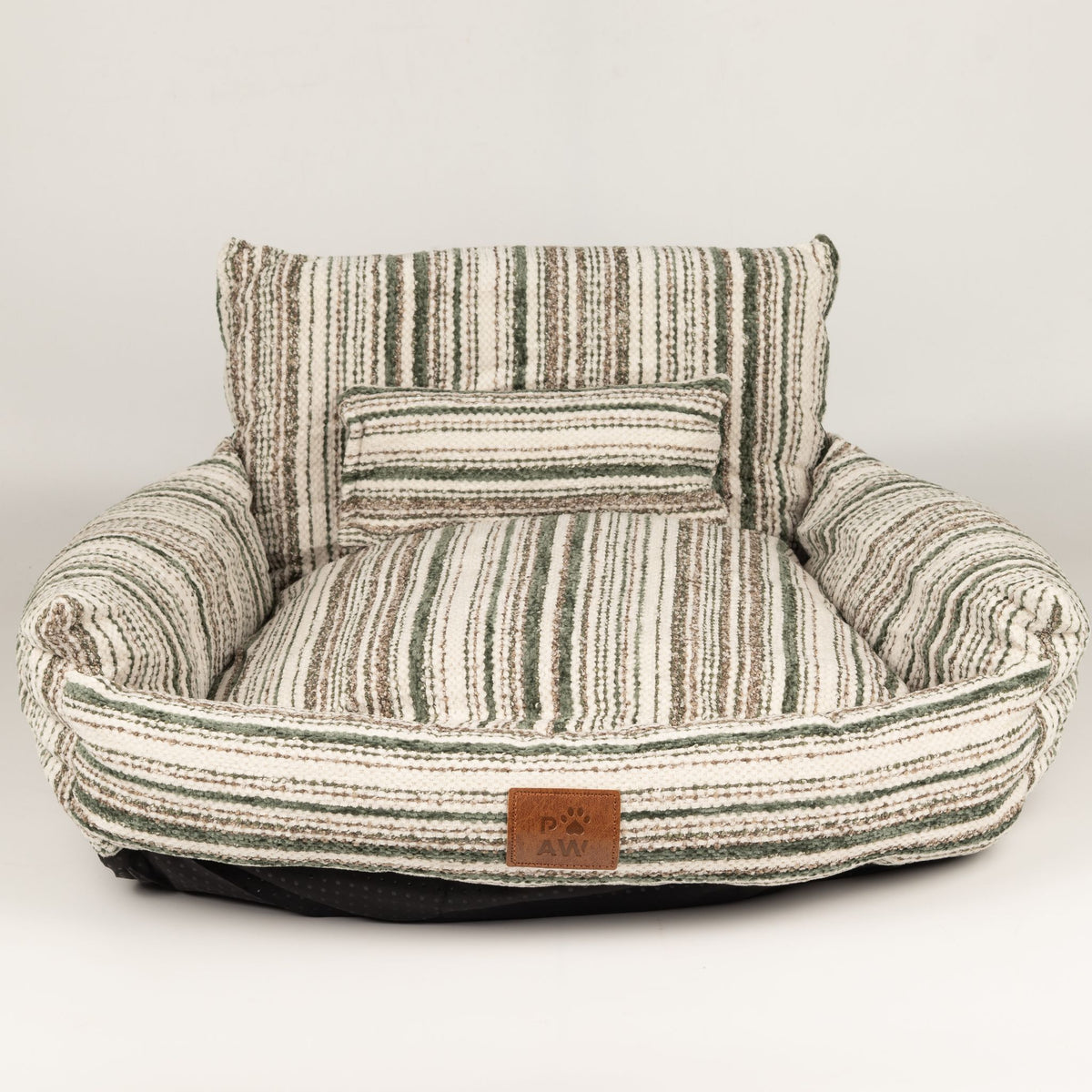 PAW Striped Pet Sofa Bed – Brown | Small 50 × 50cm