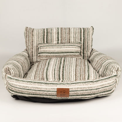 PAW Striped Pet Sofa Bed – Brown | Small 50 × 50cm