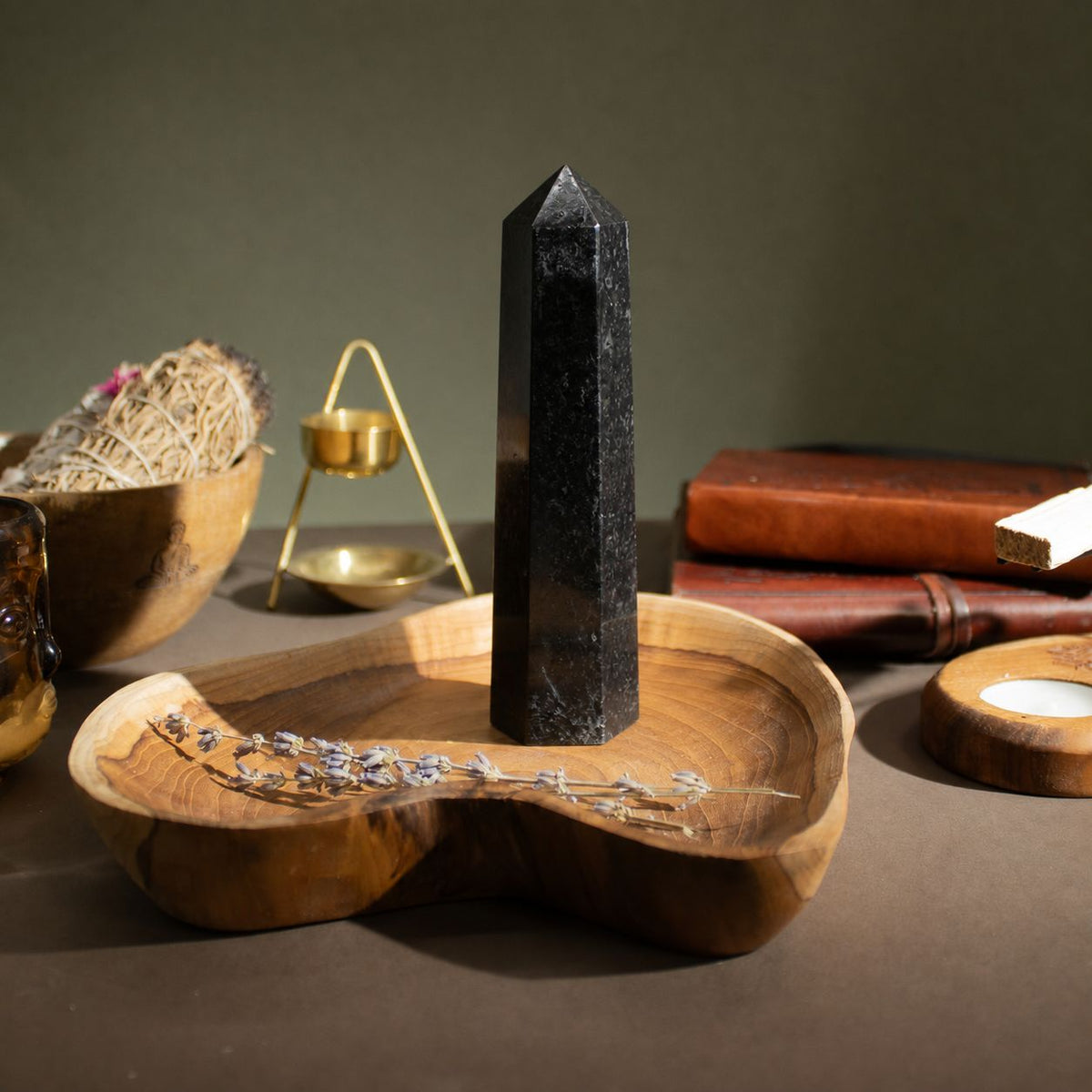 Black Tourmaline Crystal Tower – 17cm Protection Obelisk