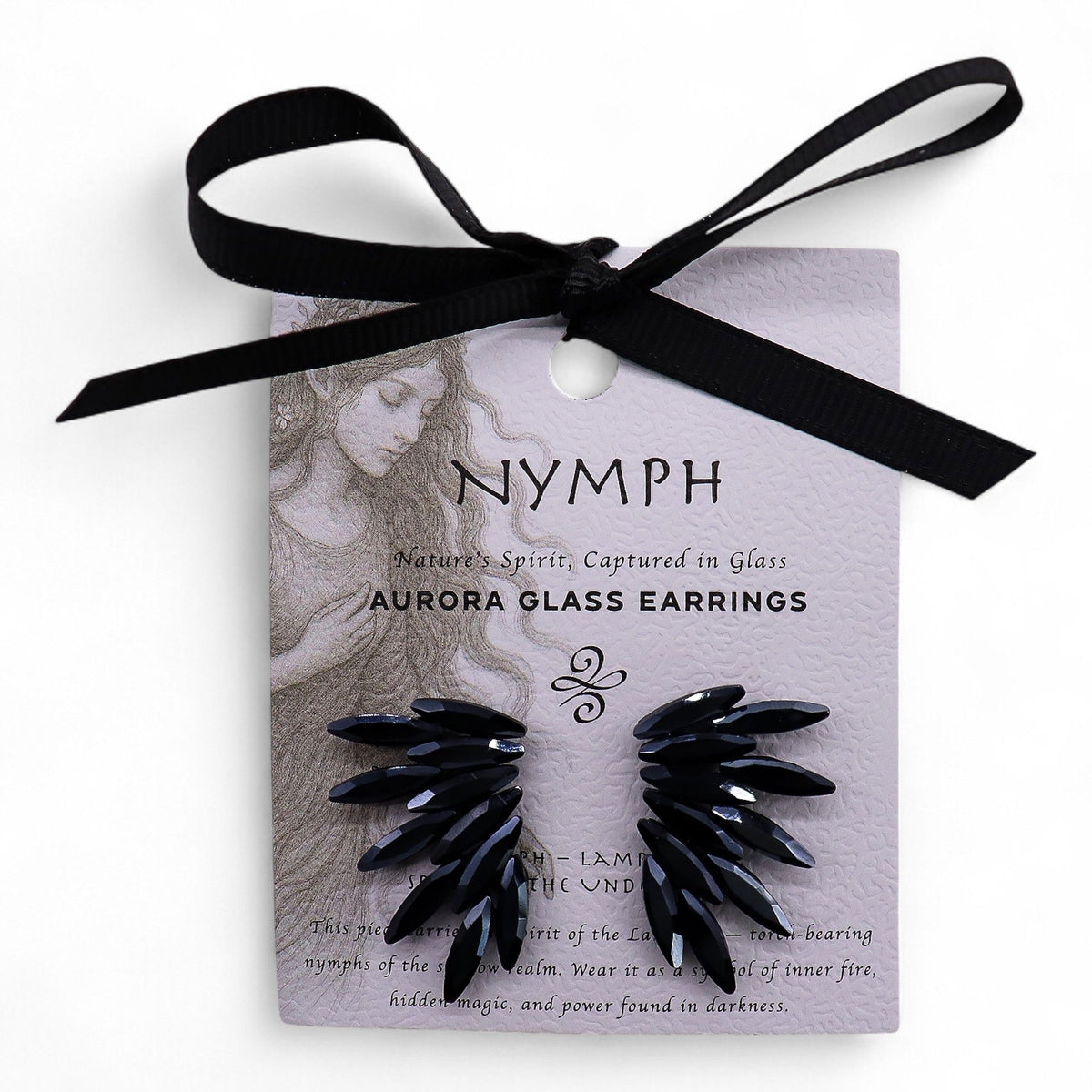 Jet Black Glass Fairy Wing Earrings | Zeena Moon