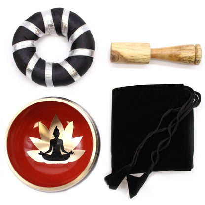 Buddha Singing Bowl Gift Set – Black & Orange 10.7cm