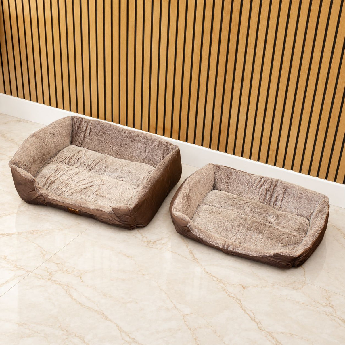 PAW Small Plush Pet Bed – Teddy Brown – 60 × 45 × 17cm