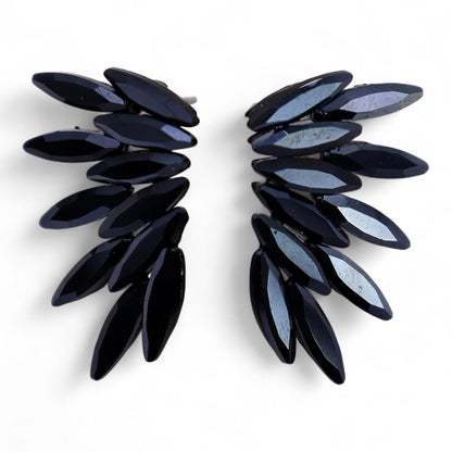 Jet Black Glass Fairy Wing Earrings | Zeena Moon