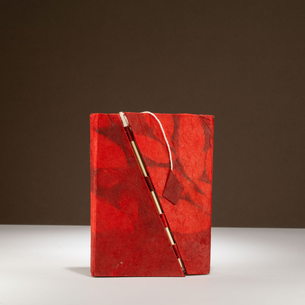 Ruby Floral Lokta Notebook with Bamboo Lock – 15 × 12cm