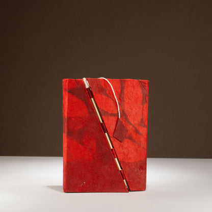 Ruby Floral Lokta Notebook with Bamboo Lock – 15 × 12cm