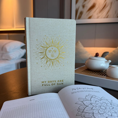 Ivory Gratitude Journal with Gold Lining - 120 pages - My Days are Full of Sun
