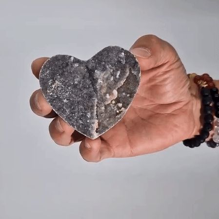 Large Natural Calcite Crystal Heart – 6.5–8.5cm Gemstone Carving