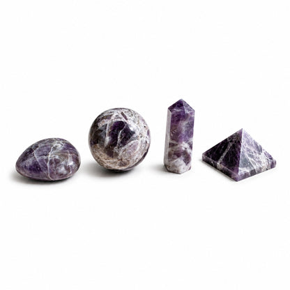 Amethyst Crystal Set – 4 Gemstone Shapes | Calm & Spiritual Protection