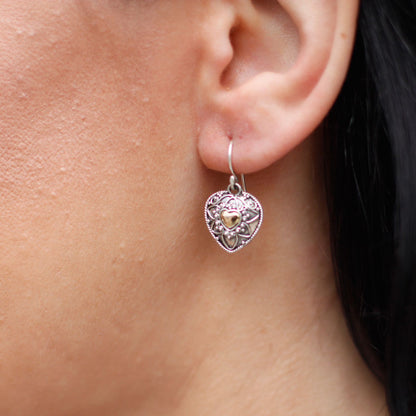 Silver & Gold Earring - Mandala Heart Earrings