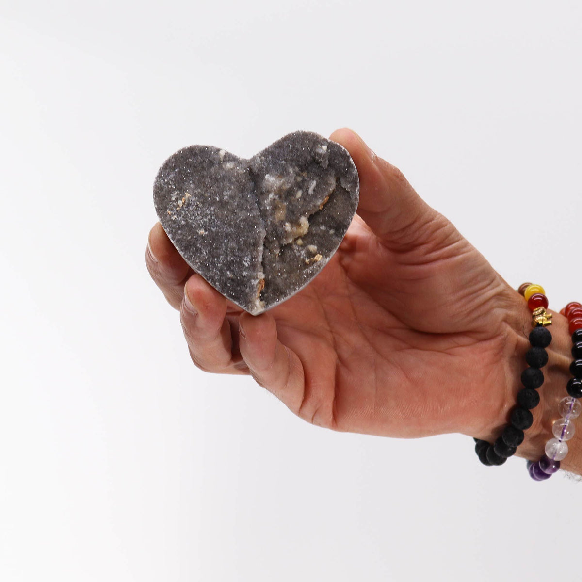Large Natural Calcite Crystal Heart – 6.5–8.5cm Gemstone Carving