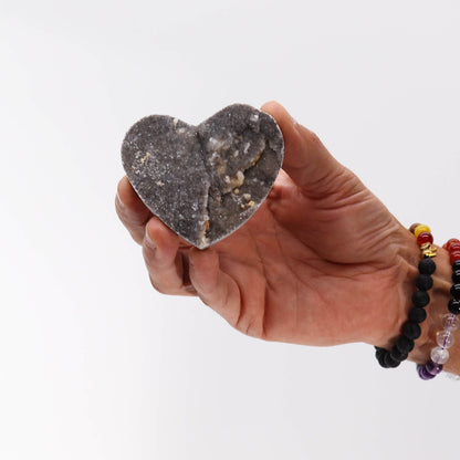 Large Natural Calcite Crystal Heart – 6.5–8.5cm Gemstone Carving