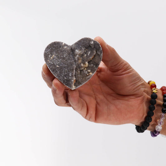 Large Natural Calcite Crystal Heart – 6.5–8.5cm Gemstone Carving