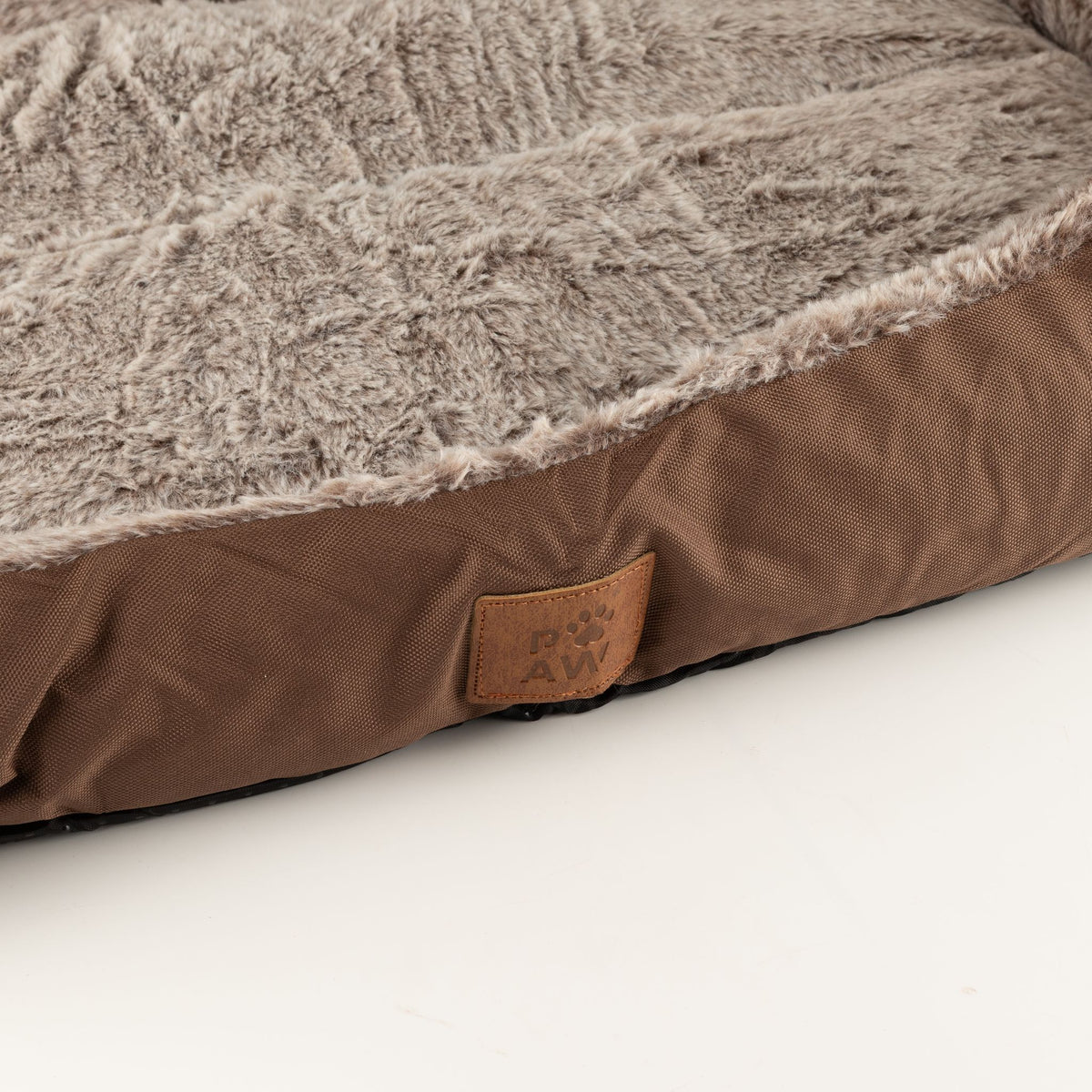 PAW Small Plush Pet Bed – Teddy Brown – 60 × 45 × 17cm