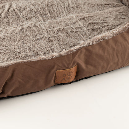 PAW Small Plush Pet Bed – Teddy Brown – 60 × 45 × 17cm