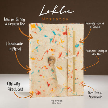 Handmade Lokta Paper Journal – Mixed Colour Cotton Notebook