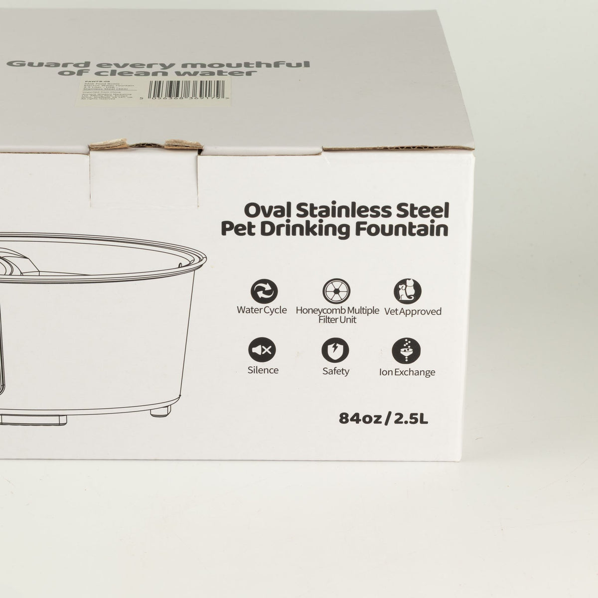 PAW Stainless Steel Cat & Dog Water Fountain – 2.5L USB Electric Pet Fountain