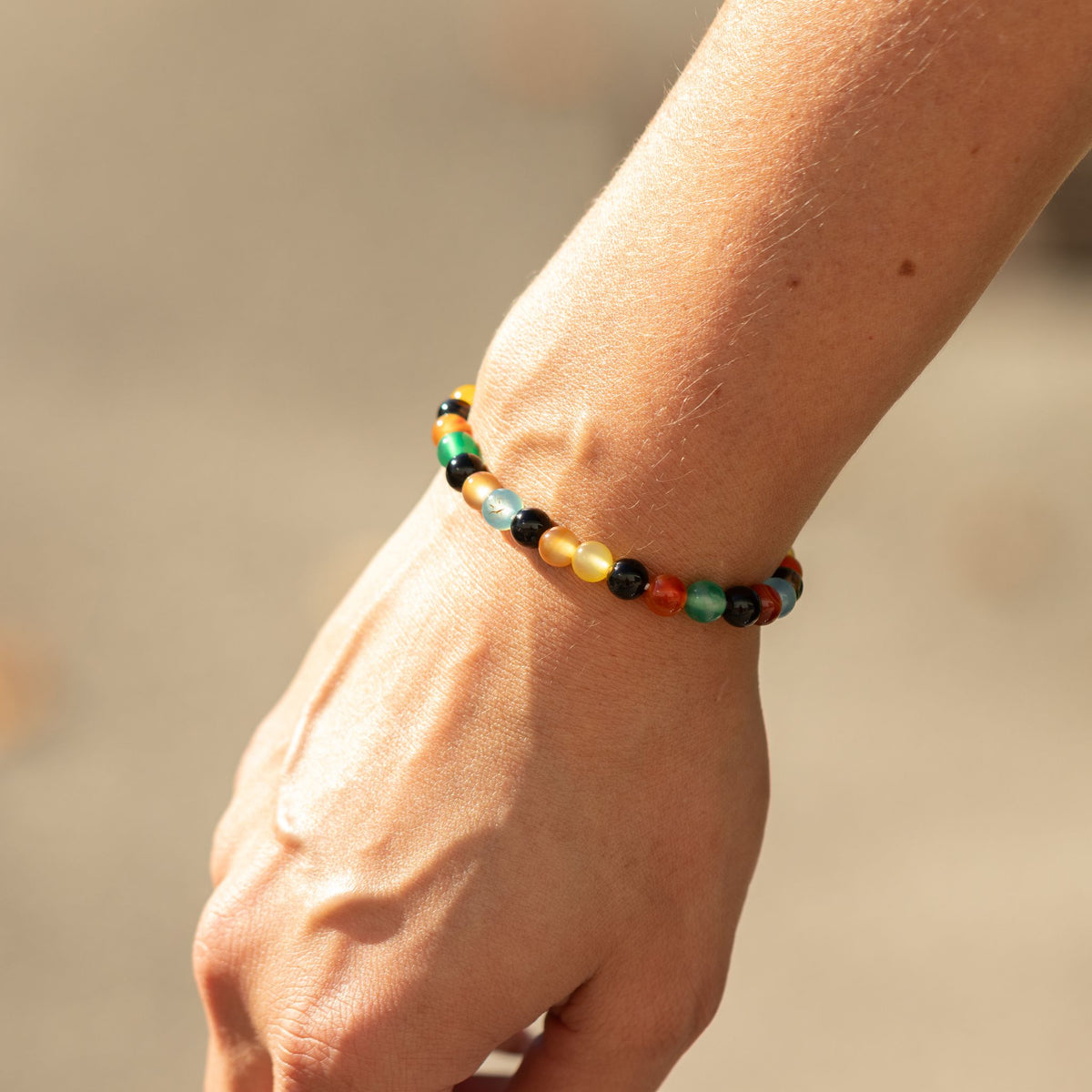 Rainbow Jade Crystal Bracelet – 6mm Colourful Gemstone Beads