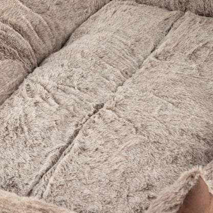 PAW Small Plush Pet Bed – Teddy Brown – 60 × 45 × 17cm