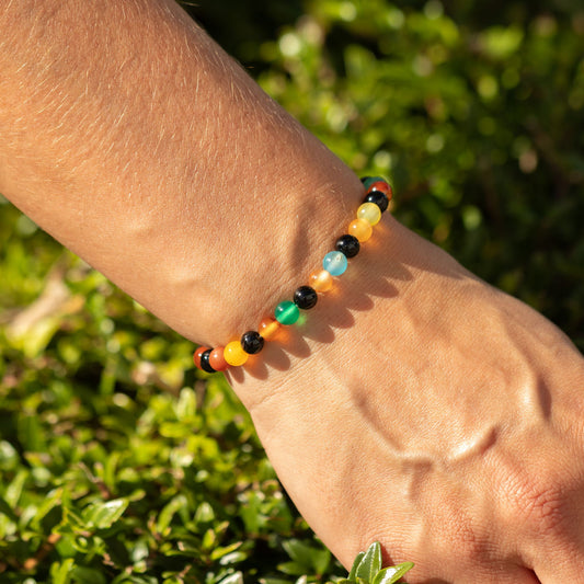 Rainbow Jade Crystal Bracelet – 6mm Colourful Gemstone Beads