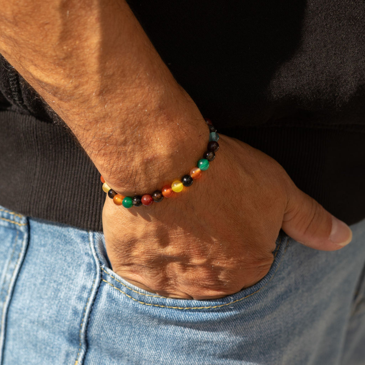 Rainbow Jade Crystal Bracelet – 6mm Colourful Gemstone Beads