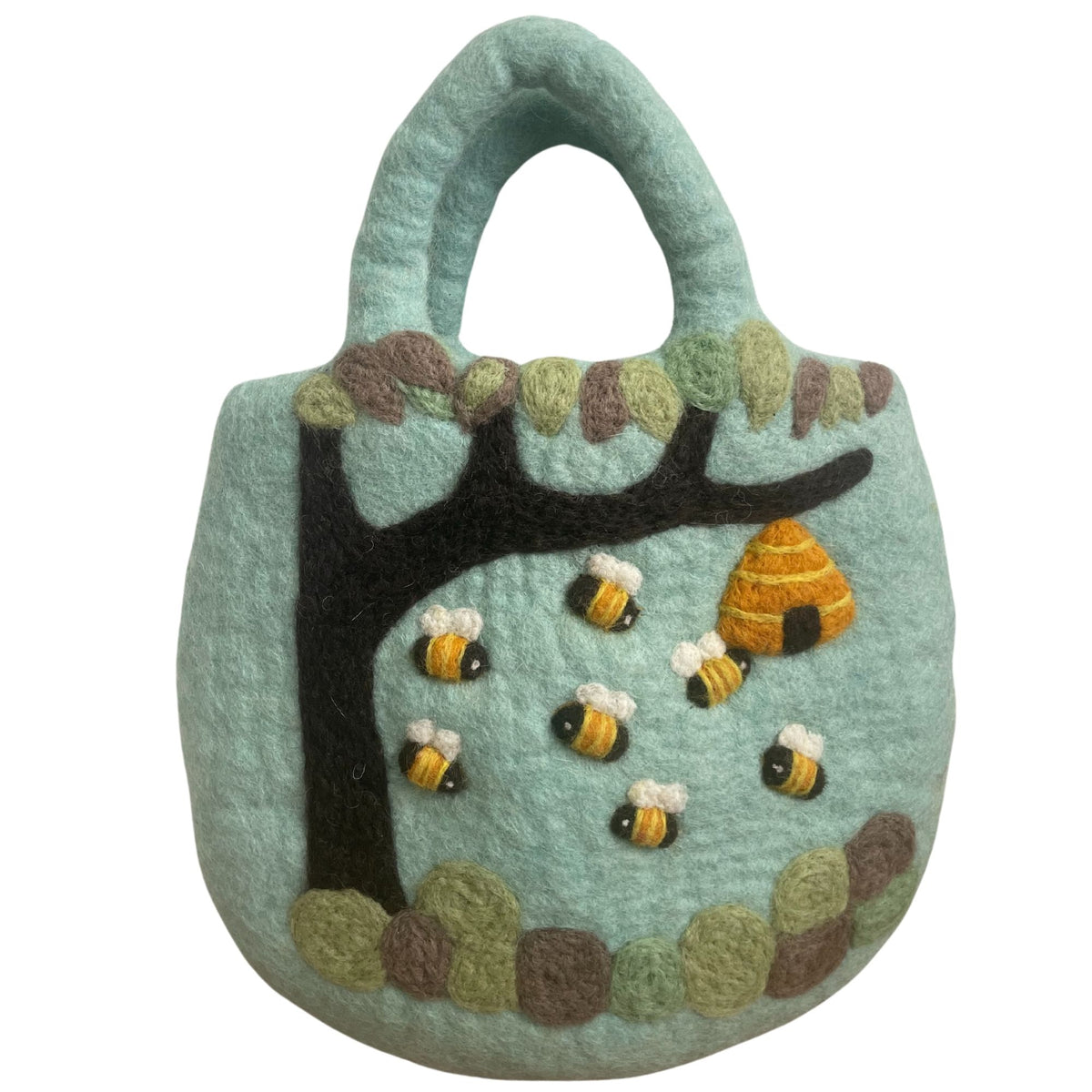 Bee & Beehive Felt Bag – Handmade Wool Shoulder Bag