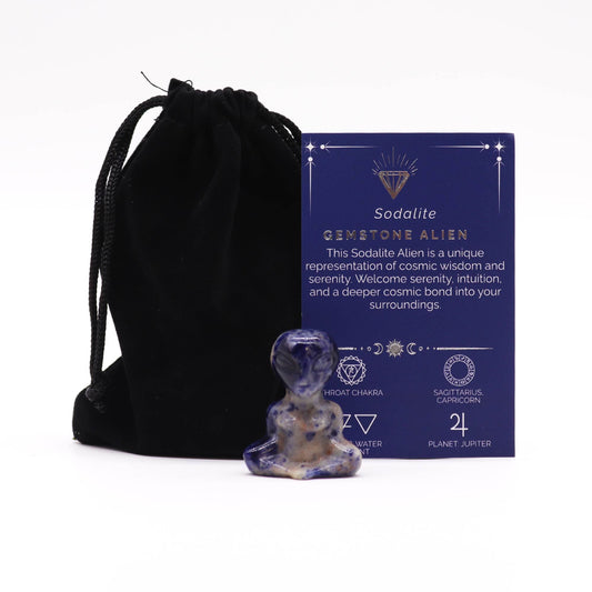 Sodalite Crystal Alien – Carved Gemstone Alien Figurine