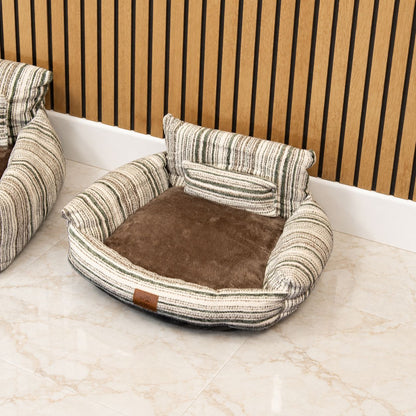 PAW Striped Pet Sofa Bed – Brown | Small 50 × 50cm