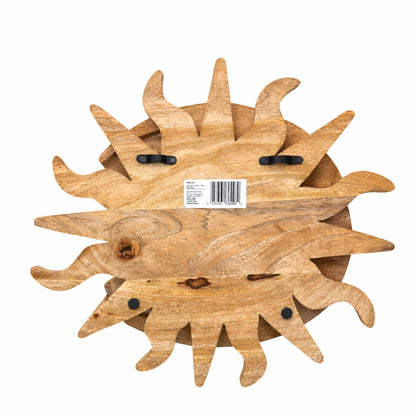 Sun & Moon Wooden Wall Shelf – 3 Tier Celestial Crystal Display