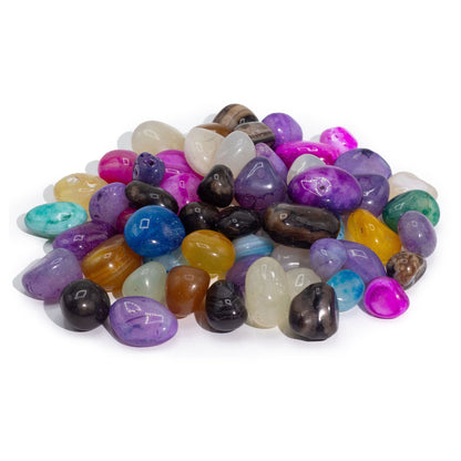 1kg Bulk Mixed Agate Tumble Stones – 7 Colours, Approx. 70