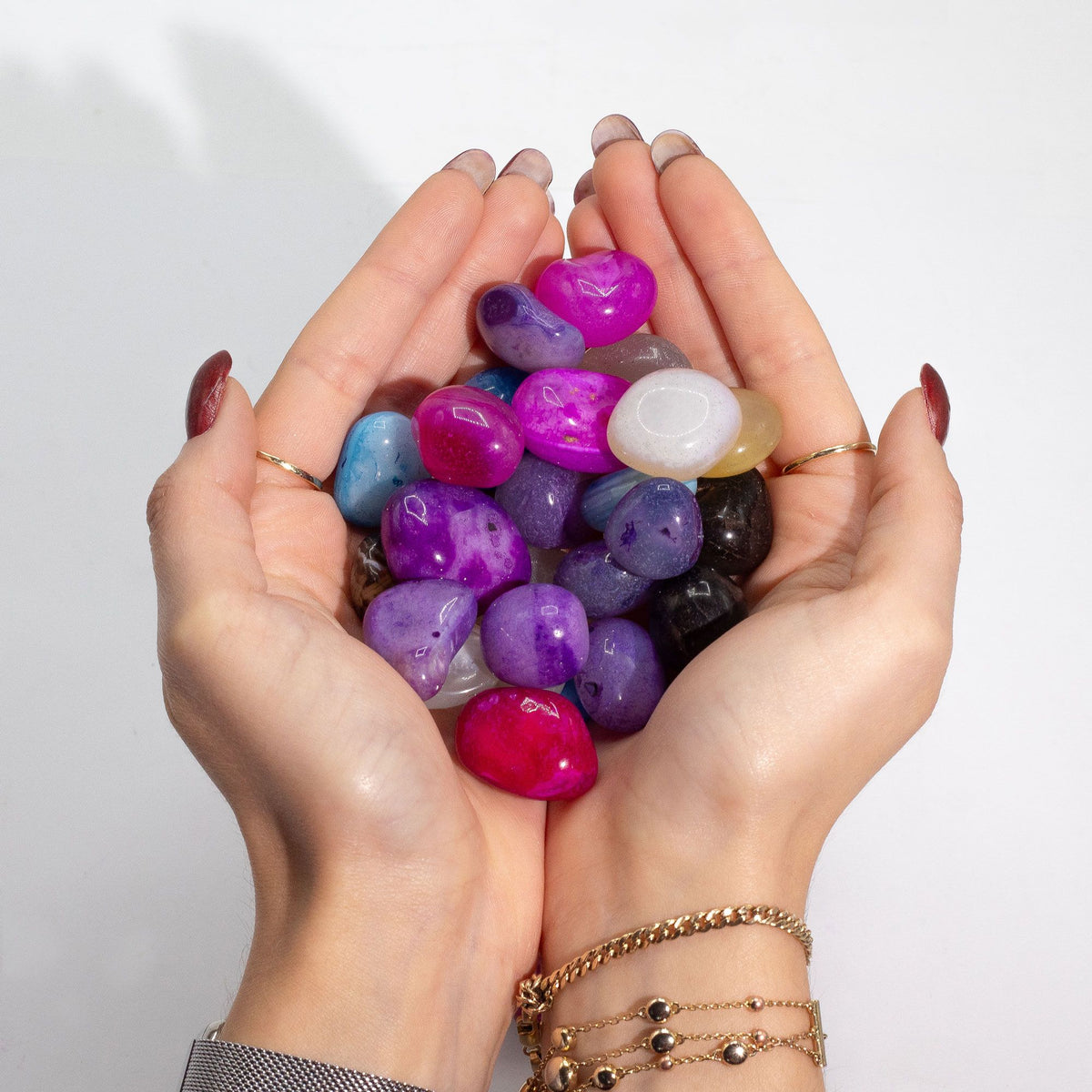 1kg Bulk Mixed Agate Tumble Stones – 7 Colours, Approx. 70