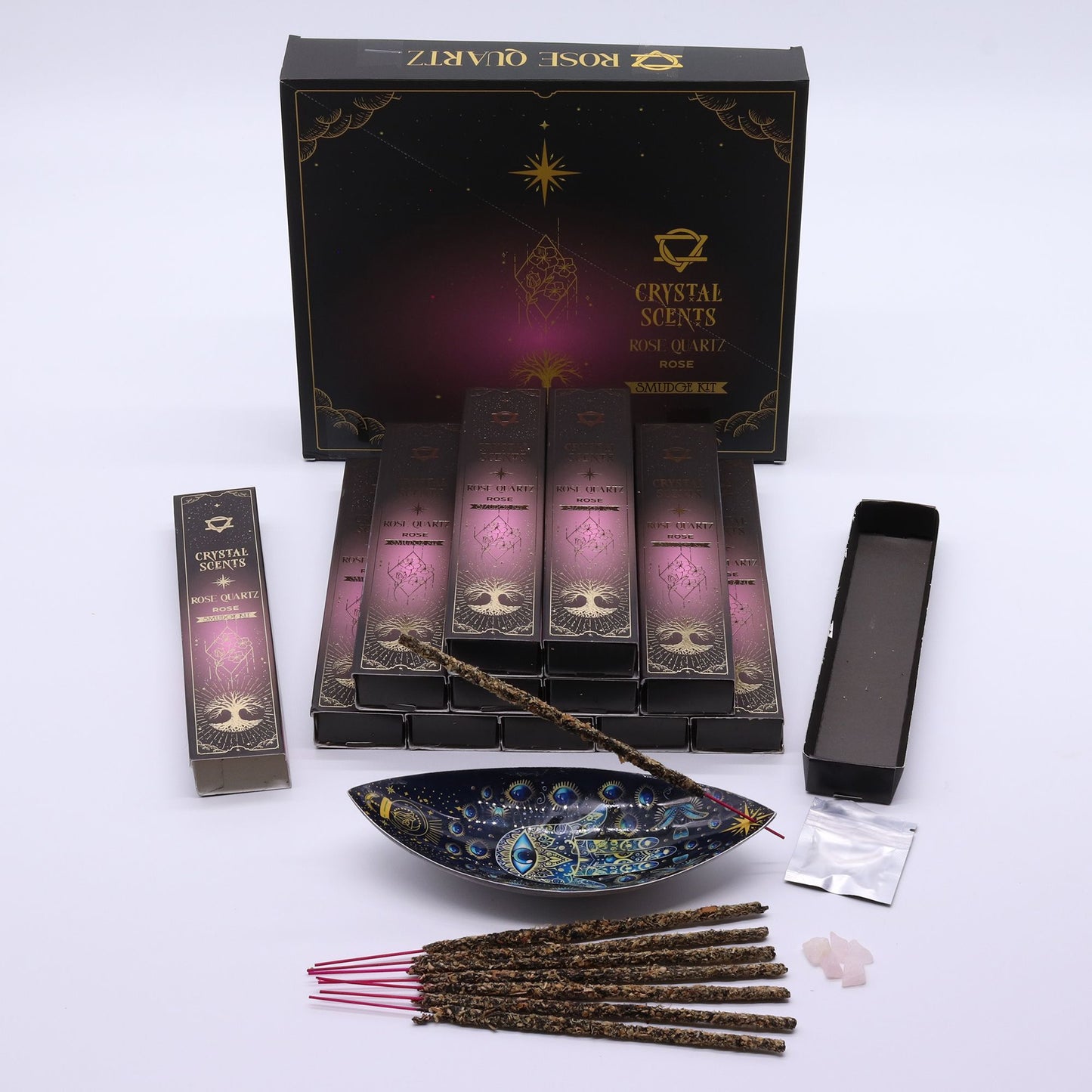 Rose Quartz Crystal Scents Smudge Incense - Rose