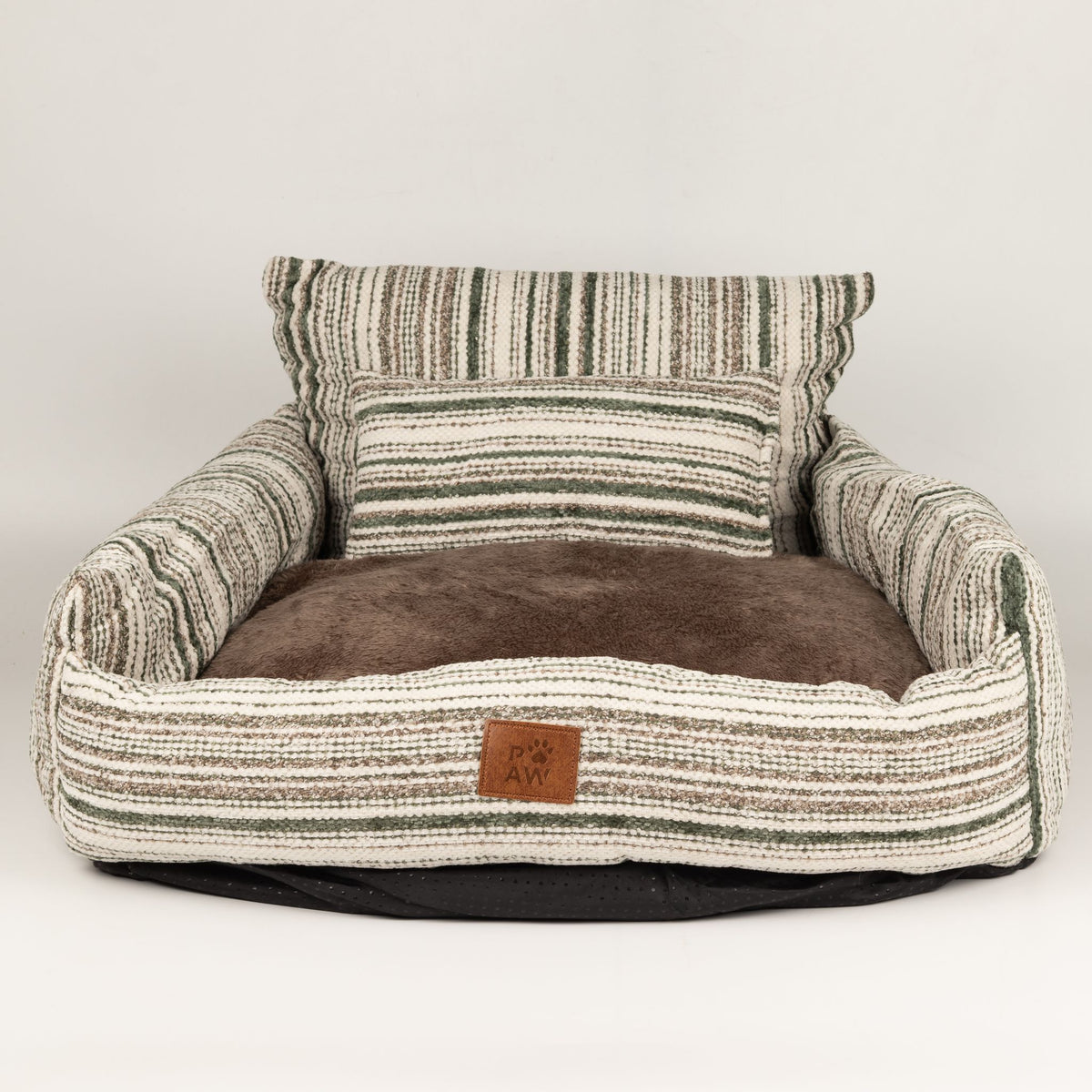 Cosy Pet Sofa Bed – Brown Stripes | Medium 60 × 60cm