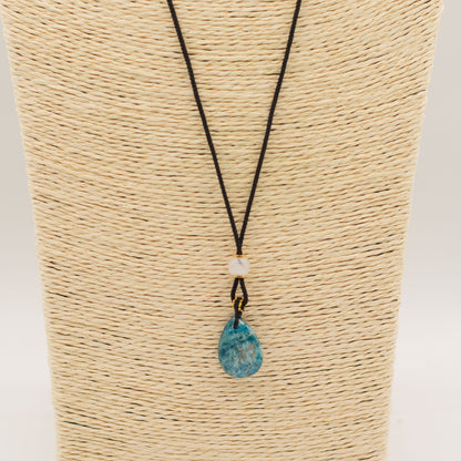 Howlite Teardrop Pendant Necklace – Adjustable Cord
