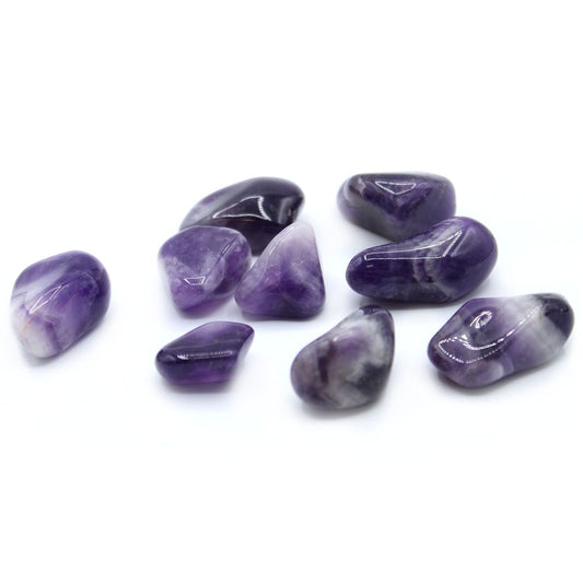 Large Banded Amethyst Tumble Stones – 20–30mm Crystals