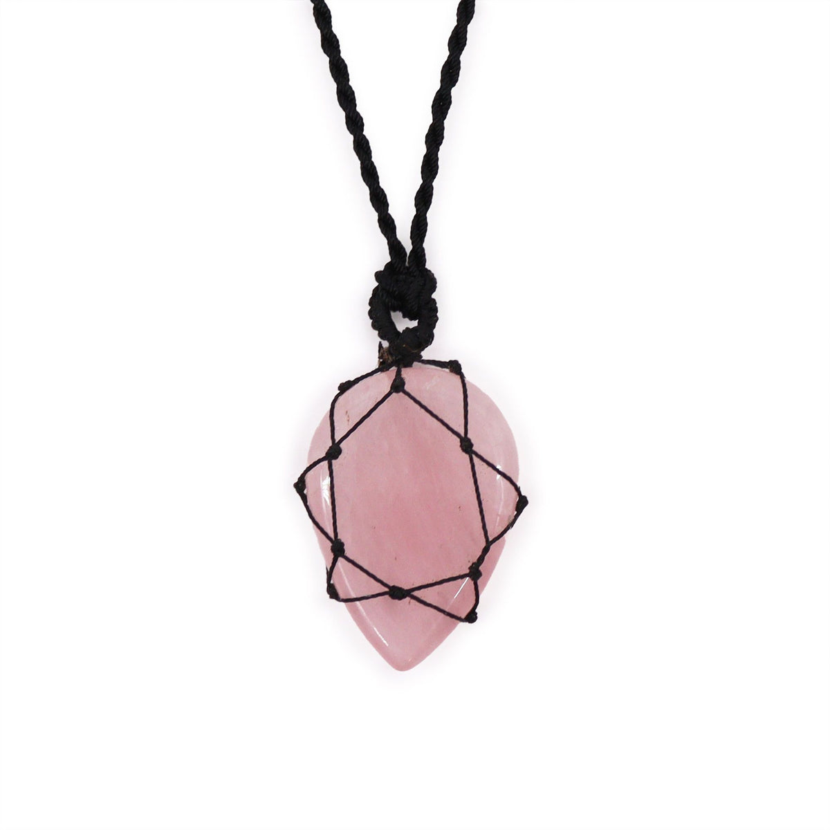 Rose Quartz Teardrop Pendant Necklace | Crystal Jewellery