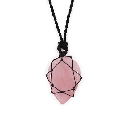 Rose Quartz Teardrop Pendant Necklace | Crystal Jewellery