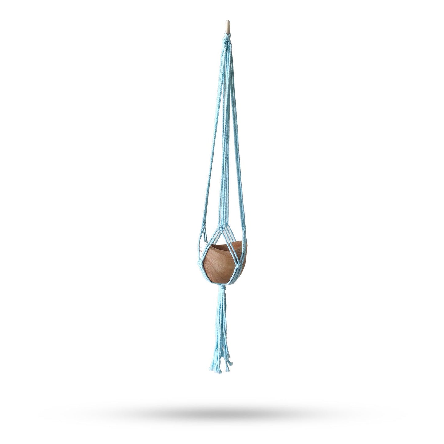 Macrame Pot Holder Classic - Powder Blue Med Pot