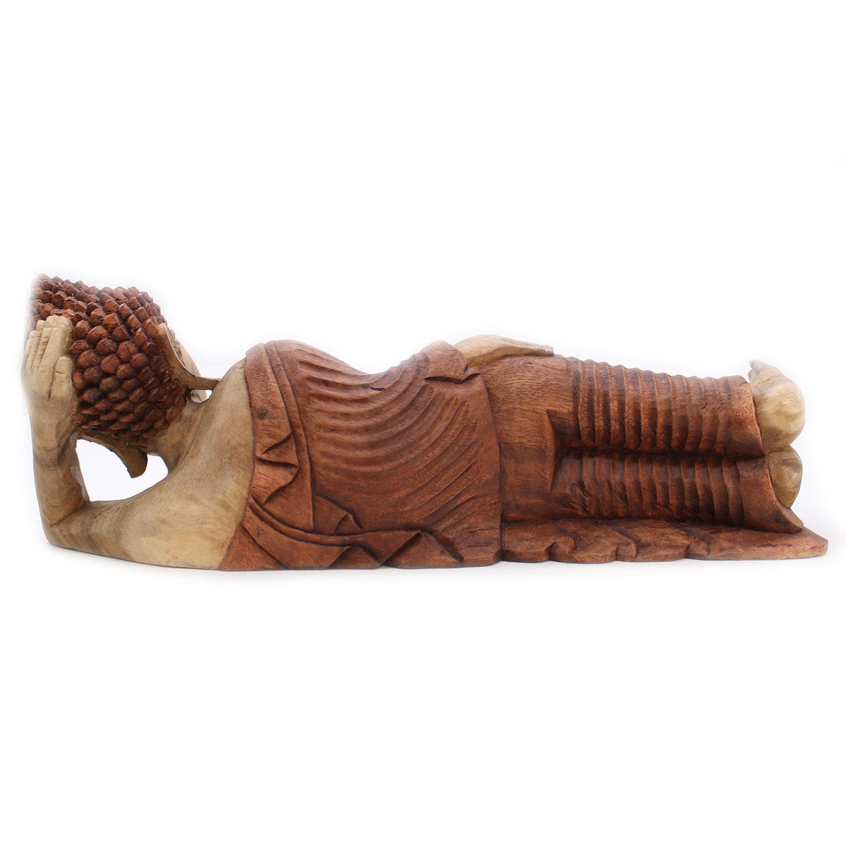 Hand-Carved Suar Wood Buddha Statue