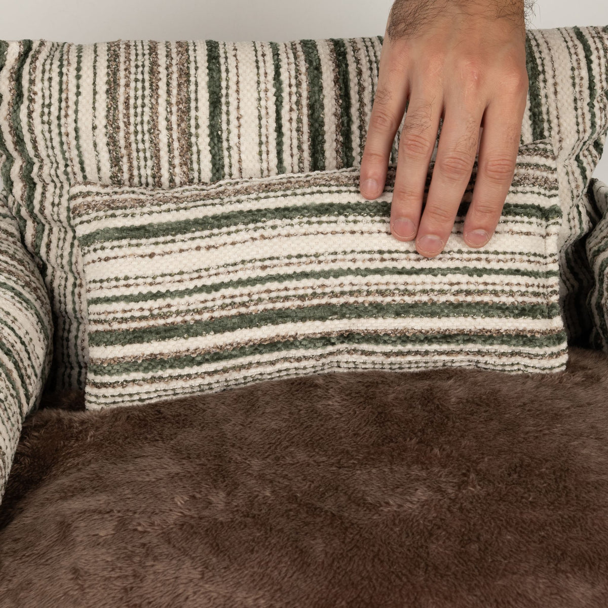 Cosy Pet Sofa Bed – Brown Stripes | Medium 60 × 60cm