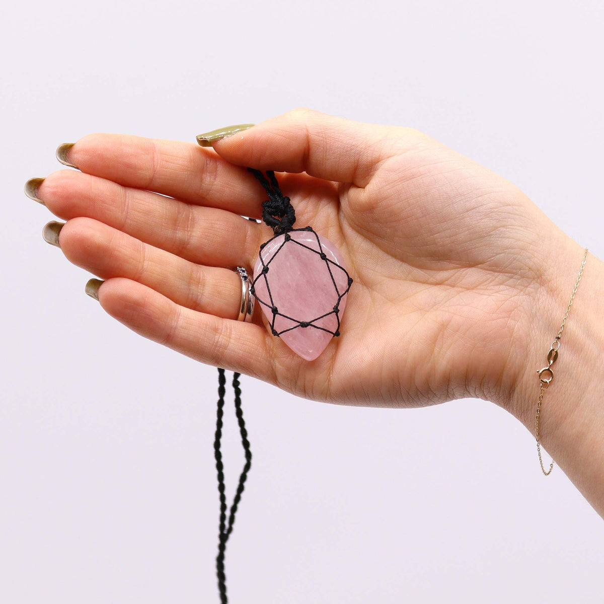 Rose Quartz Teardrop Pendant Necklace | Crystal Jewellery