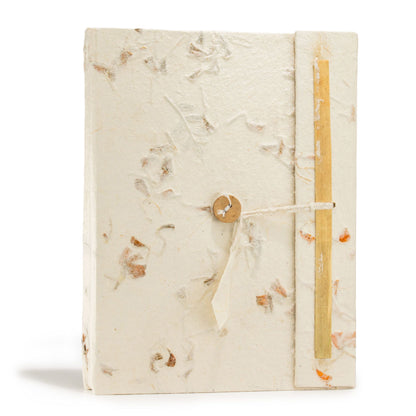 Pressed Flower Lokta Paper Notebook | Handmade Journal with Bookmark