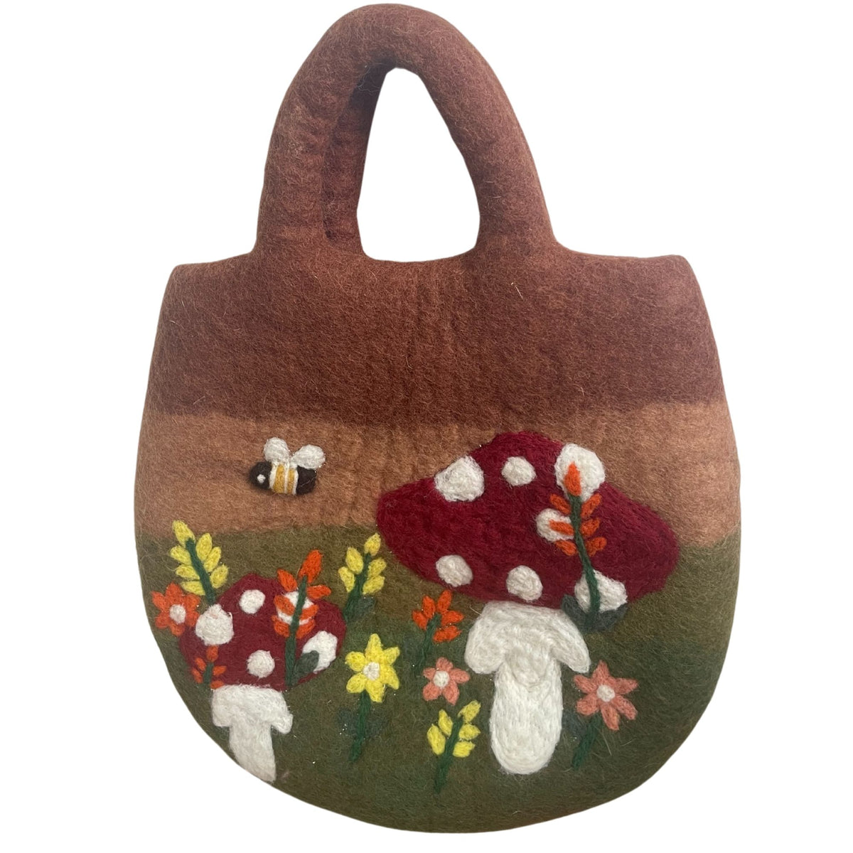 Mushroom Garden Felted Bag | Woodland Cottagecore Handbag