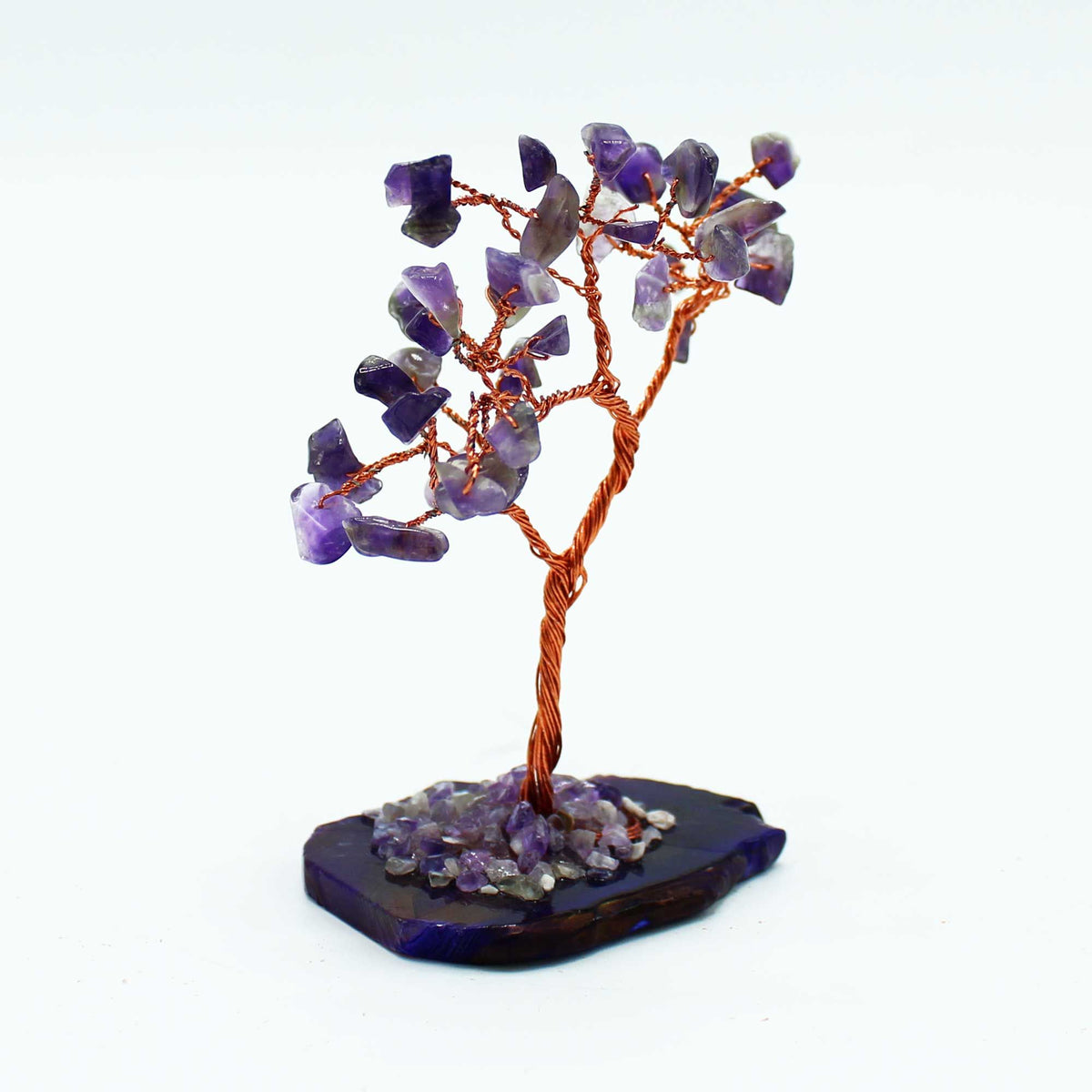 Amethyst Gemstone Tree on Natural Agate Base – 35 Stones