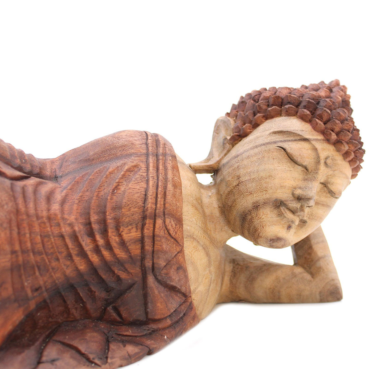 Hand-Carved Suar Wood Buddha Statue