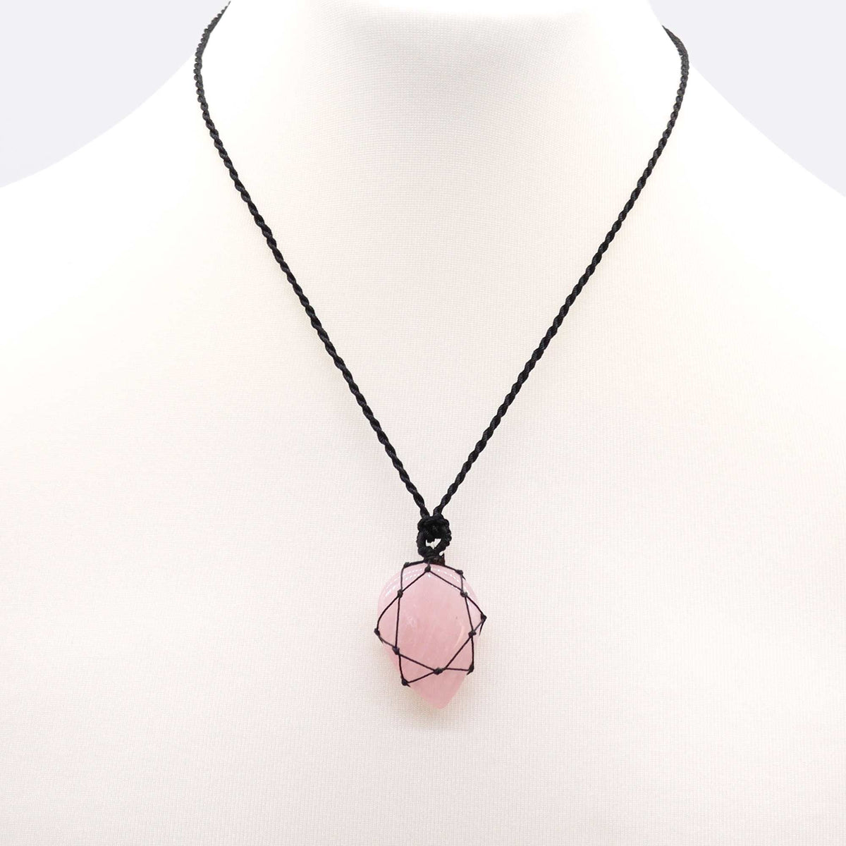 Rose Quartz Teardrop Pendant Necklace | Crystal Jewellery