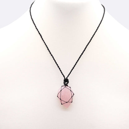 Rose Quartz Teardrop Pendant Necklace | Crystal Jewellery