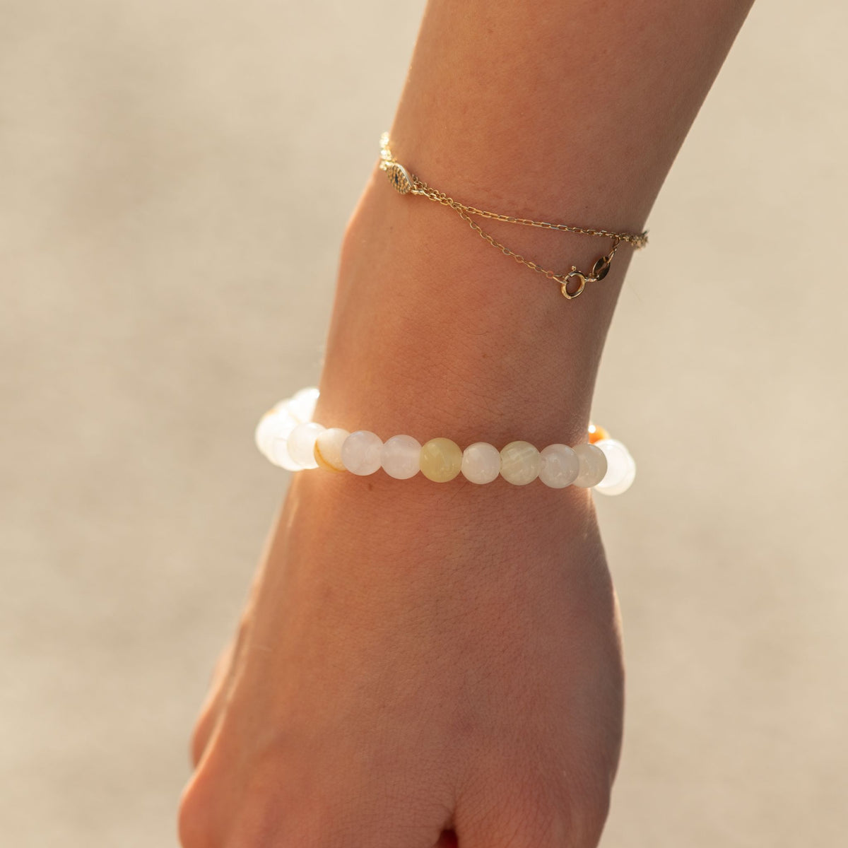 Moon Jade Crystal Bracelet – 6mm Petite Gemstone Beads