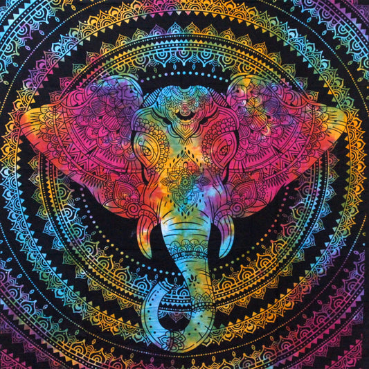 Double Cotton Bedspread + Wall Hanging - Elephant Head
