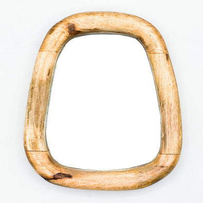 Set of 3 Pebble Wall Mirrors – Natural Wood Frames